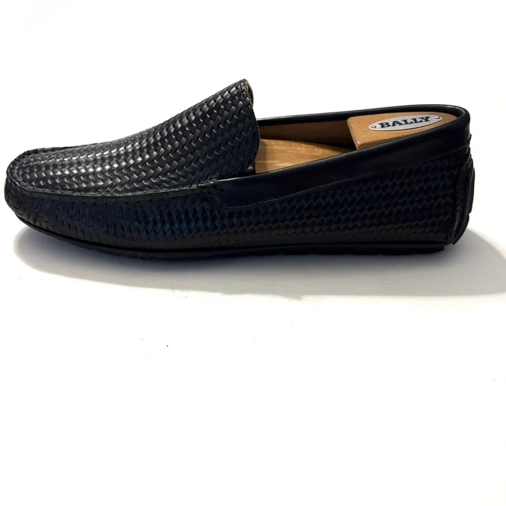 ANDREA VIVIANI Black Woven Leather Loafers